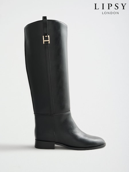 Black - Lipsy Low Heel Slim Knee High Riding Boots