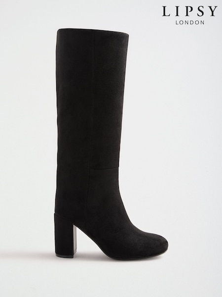 Schwarz - Lipsy Faux Suede Mid Block Heel Smart Knee High Long Boots