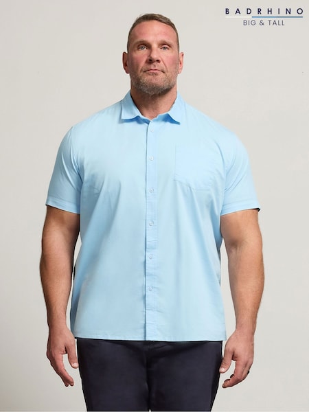 BadRhino Big & Tall Blue Stretch Short Sleeve Shirt (V40014) | AED186