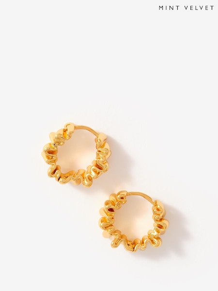 Mint Velvet Gold Plated Ridge Hoop Earrings (V40284) | €52