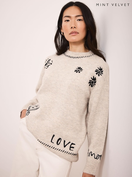 Mint Velvet Embroidered Wool Blend Jumper (V40295) | kr1 728