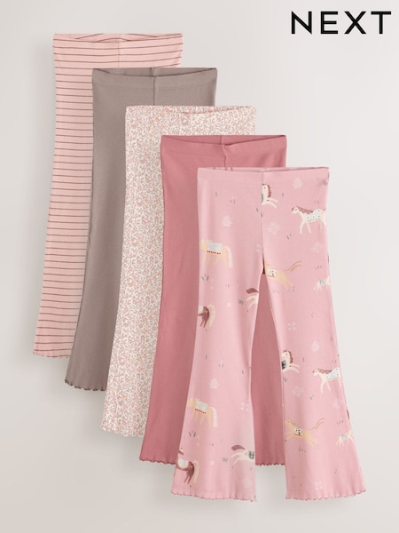 Brown Horse - Ribbed Flare Leggings 5 Pack (3mths-7yrs)
