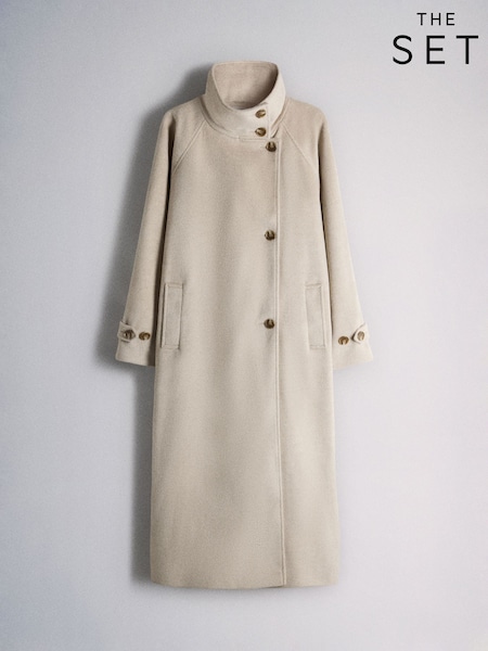 Oatmeal - The Set Funnel Neck Coat