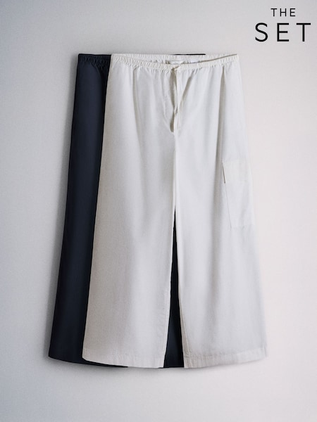 Navy Blue/White - The Set 2 Pack Wide Leg Utility Trousers