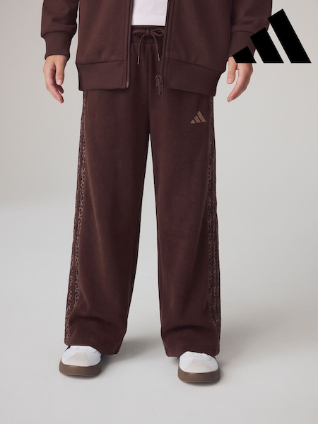 Brown - Adidas Animal 3 Stripe Wide Leg Joggers