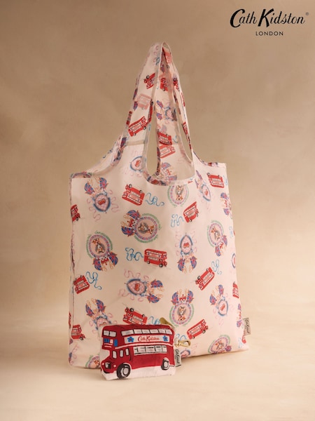 Ecru London Icons - Sac fourre-tout pliable à clipser Cath Kidston