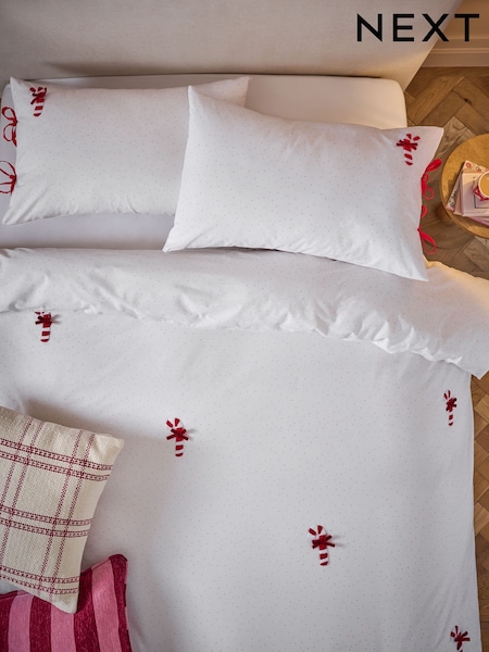 Candy Canes Crochet Christmas Duvet Cover And Pillowcase Set