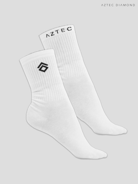 Aztec Diamond White Sport Socks Twin Pack (V40774) | R$ 140