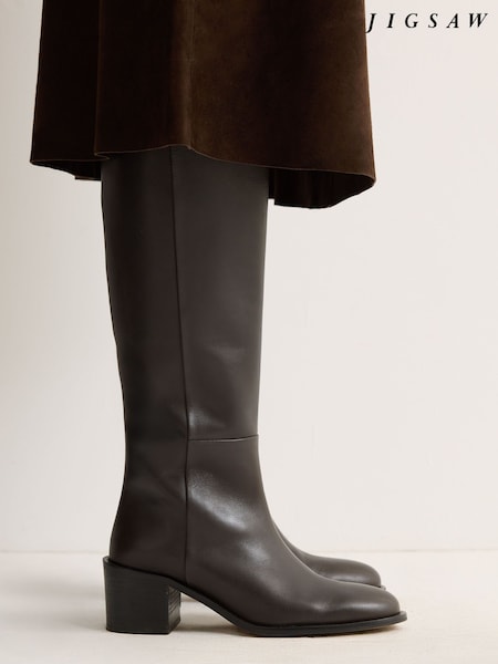 Jigsaw Brown Leather Heeled Riding Boots (V40871) | €365