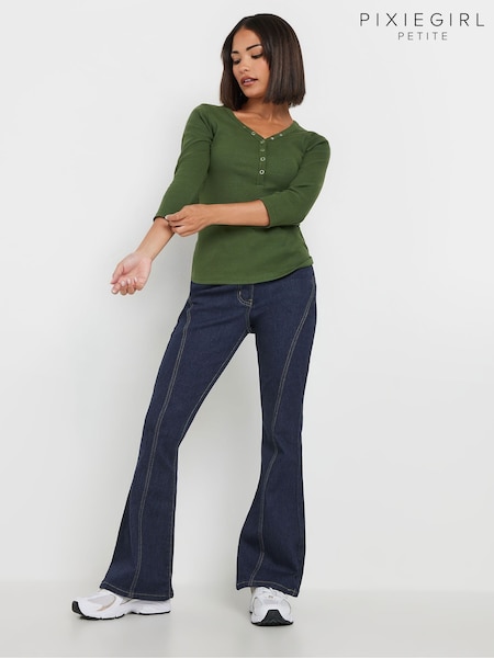 PixieGirl Petite Blue Seam Front Flared Jeans (V40887) | R$ 395