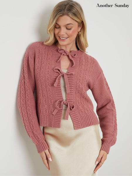 Rosa - Another Sunday Cable Knit Tie Front Cardigan (V40958) | 45 €
