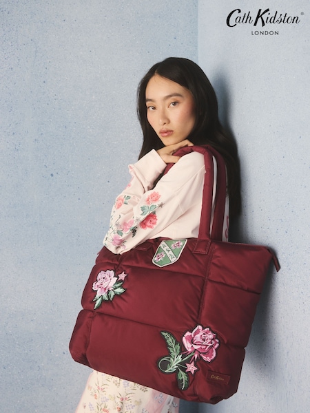 Burgundy Red Flower Crest - Cath Kidston Portobello Tote Bag