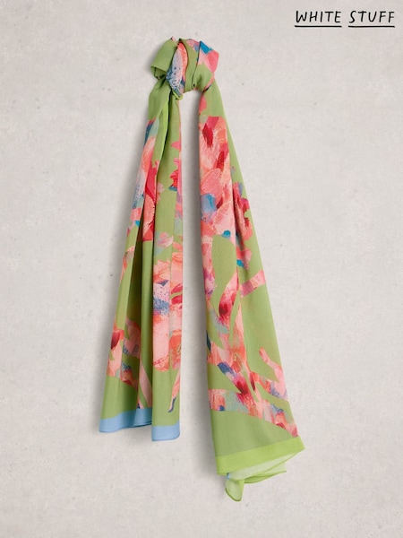 White Stuff Green Sophie Printed Scarf (V41040) | $62