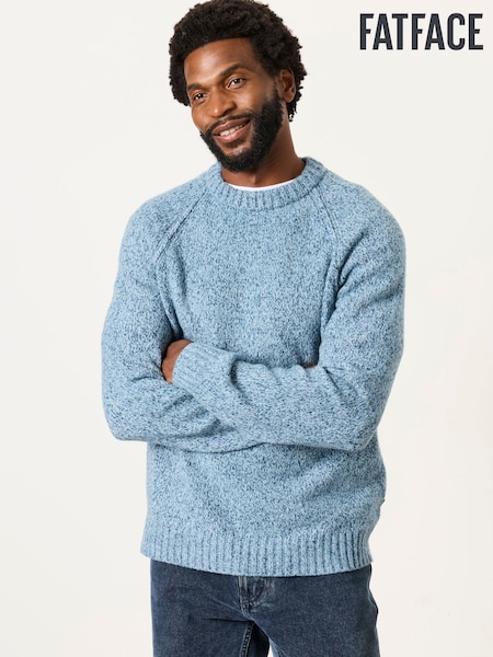 Light Blue - Regular Fatface Crew Neck Jumper