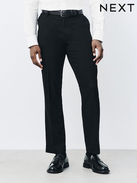 שחור - Regular Fit Stretch Smart Twill Trousers