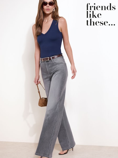 Grau - Friends Like These Alltags-Jeans mit weitem Bein