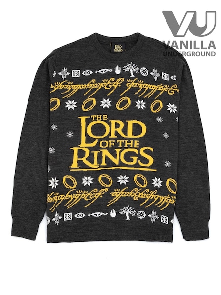 Vanilla Underground Black Lord Of The Rings Mens Black Xmas Jumper (V41361) | €66.50