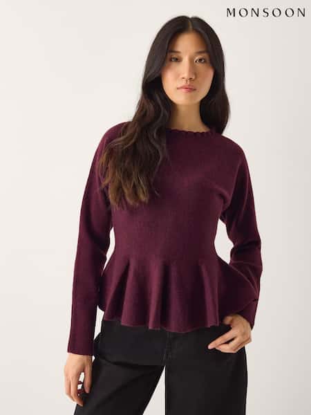 Monsoon Red Peony Peplum Jumper (V41381) | R$ 640
