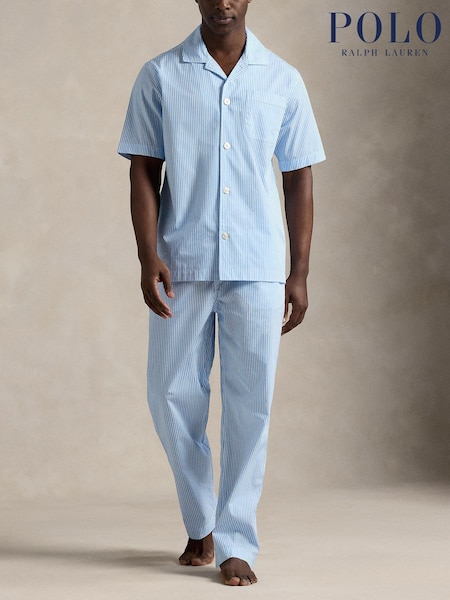 Polo Ralph Lauren Blue Striped Poplin Pyjama Shirt (V41539) | €113