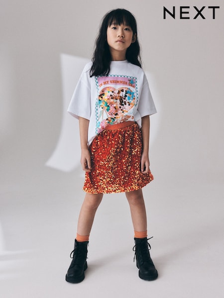 Orange - Sequin Skirt (3-16yrs)