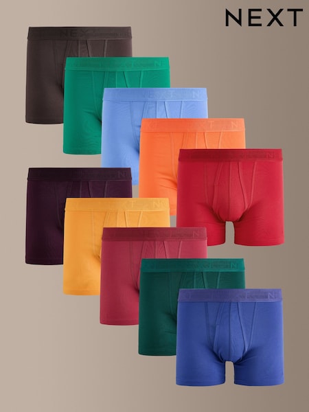 Blue / Green - 10 Pack A-front Cotton Rich Boxers