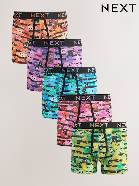 Bright Monster Stripe - Regular A-front Cotton Rich Boxers 5 Pack