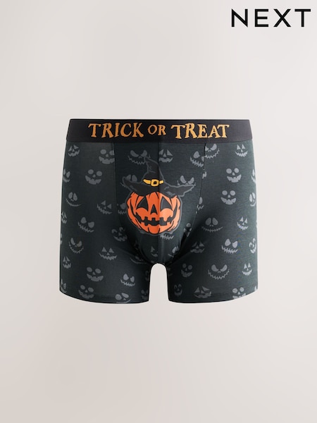 Black - Regular Halloween Novelty Pumpkin Cotton Rich Boxers