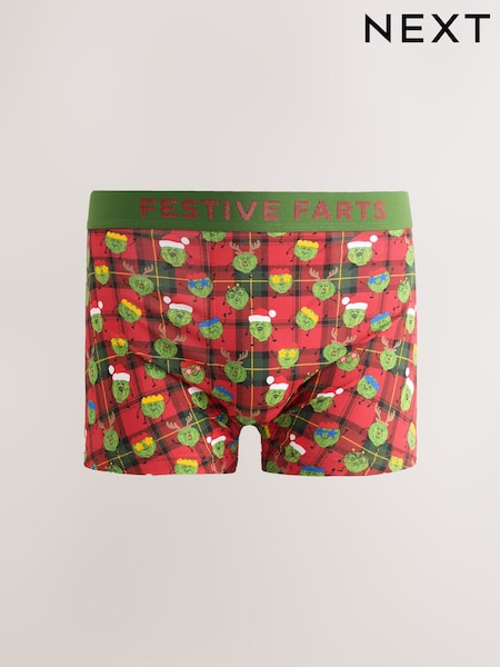 Red Brussels Sprouts - Regular Novelty Christmas Cotton Rich Boxers