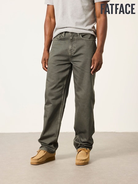 Dark Green - Regular Fatface Relaxed Straight Fit Jeans