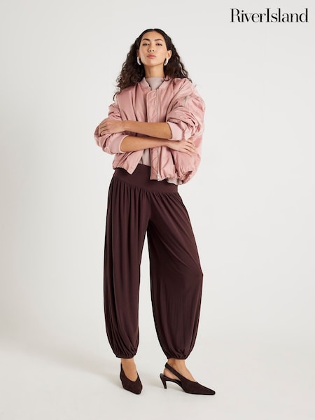 River Island Brown Dark Interlock Balloon Trousers (V42147) | AED169
