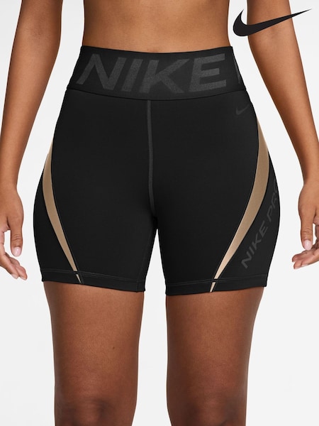 Black Silver - Nike Pro Sculpt High Waisted 5 Inch Shorts
