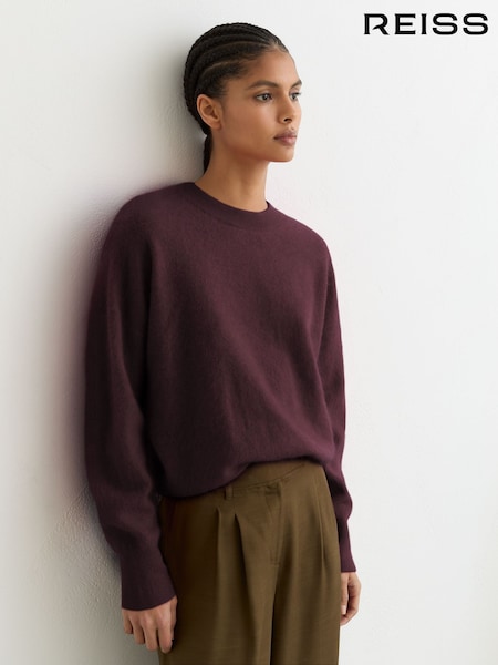 Reiss Burgundy Misha Brushed Cashmere Crew Neck Jumper (V42709) | AED1,800