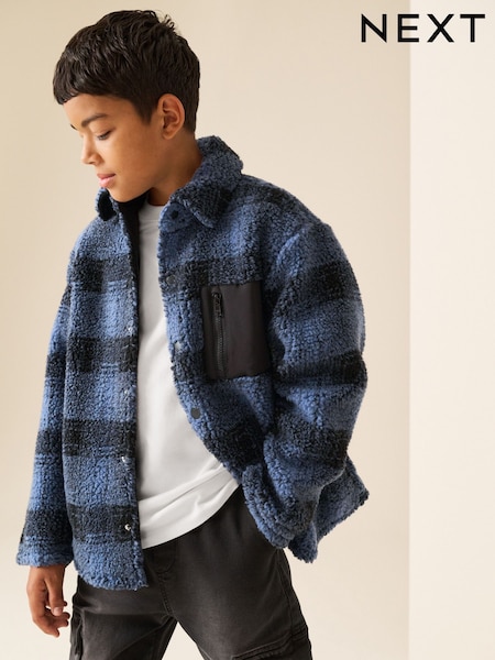 Blue Check - Borg Fleece Shacket (3-16yrs)