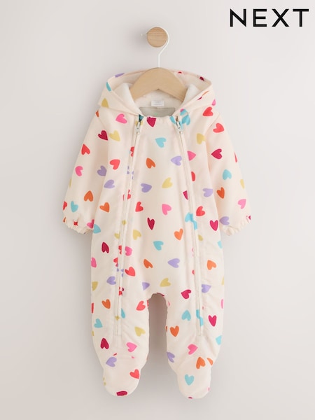 Multi Coloured Heart All Over Printed - Hooded Baby All-in-one (0mths-2yrs)