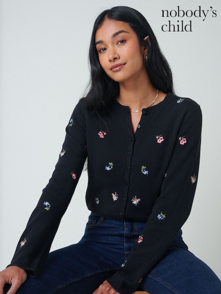 Nobodys Child Black Embroidered Ditsy Cardigan (V43012) | $133