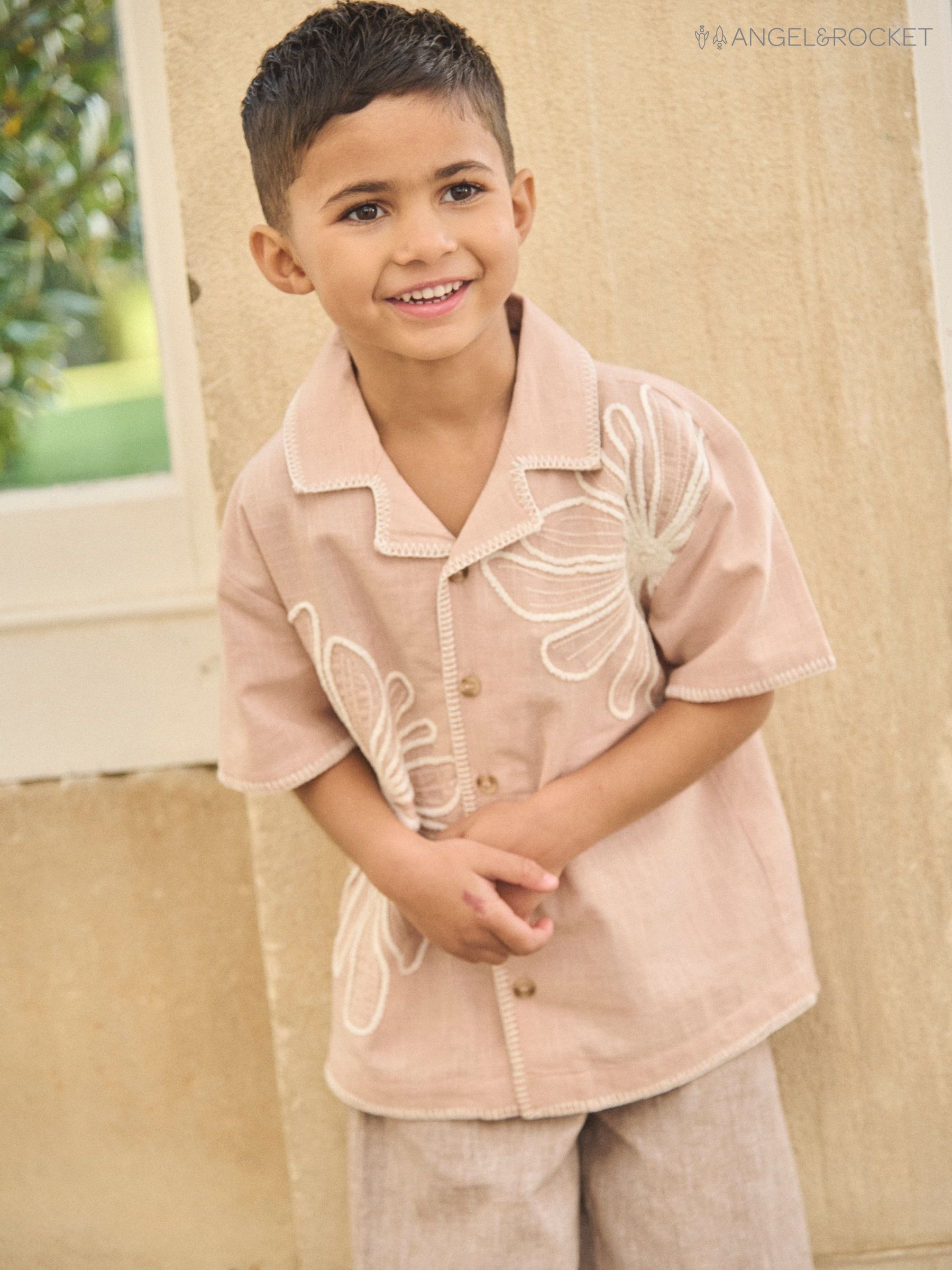 m*︎様 Embroidery Patchwork Shirts(KIDS) Boys' Casual Embroidery Childrenswear Luxurybrands | Next Oman