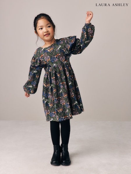 Mornarice - Laura Ashley Long Sleeve Woodlad Print Dress