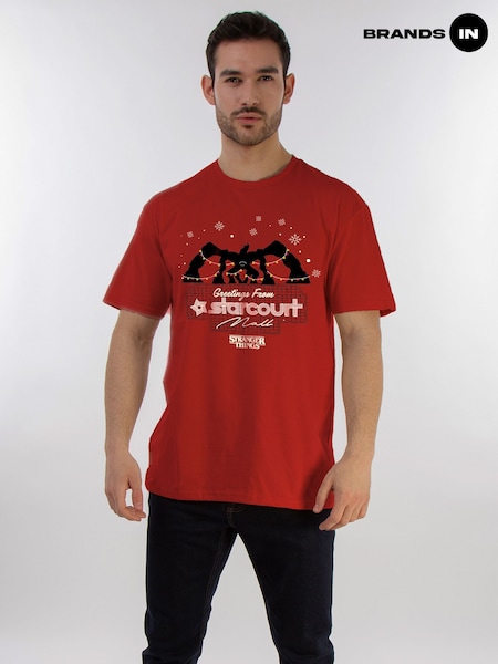 Brands In Red Stranger Things Greetings Christmas T-Shirt (V43750) | €30.50