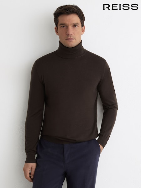 Reiss Dark Brown Caine Slim Fit Merino Wool Roll Neck Jumper (V43952) | kr2 161