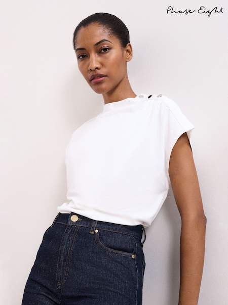 Phase Eight White Paige Ponte Top (V44208) | AED227