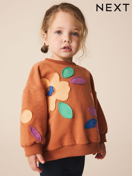 Rust Brown Flowers - Crew Neck Sweatshirt (3mths-7yrs)