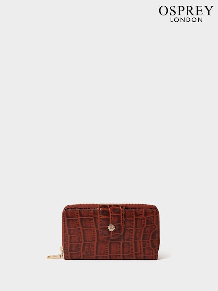 Osprey London The Carla Leather Zip Around Brown Purse (V44480) | 307 QAR