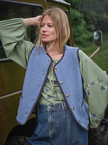Blue Patchwork - Fatface Quilted Fleece Gilet