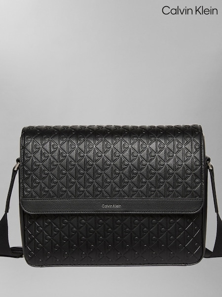 Calvin Klein Embossed Emblem Logo Flap Messenger Bag (V44624) | ‏704‏₪