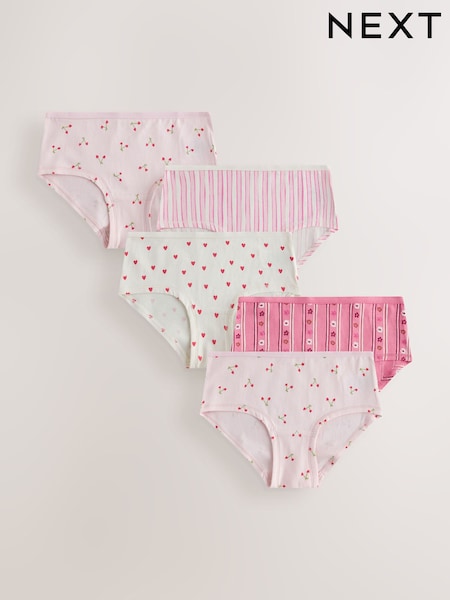 Pink Ditsy - Print Hipster Briefs 5 Pack (2-16yrs)