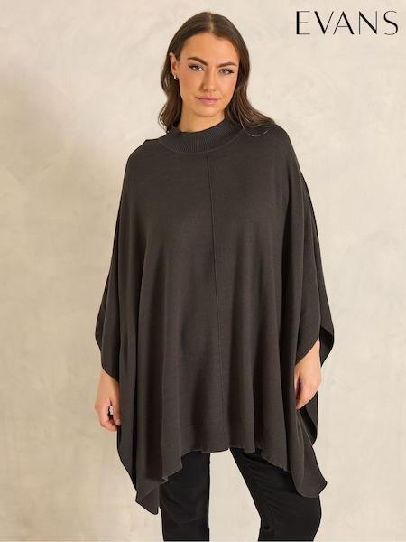 Evans Brown Premium Seam Detail Poncho (V44669) | $107