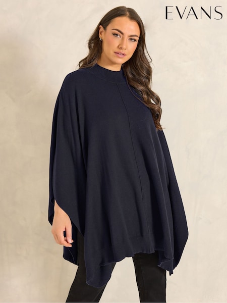 Evans Blue Premium Seam Detail Poncho (V44671) | 223 QAR