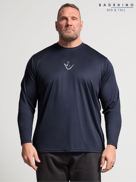 BadRhino Big & Tall Blue Ironrhino Long Sleeve Logo T-Shirt (V44703) | $65