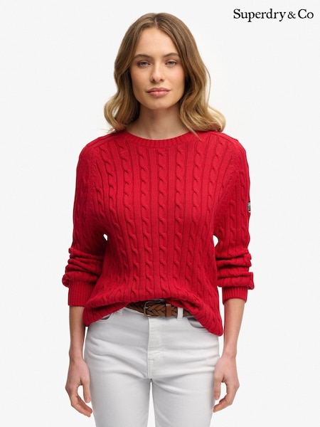 Superdry Red Slouchy Cable Knit Jumper (V44758) | 234 QAR