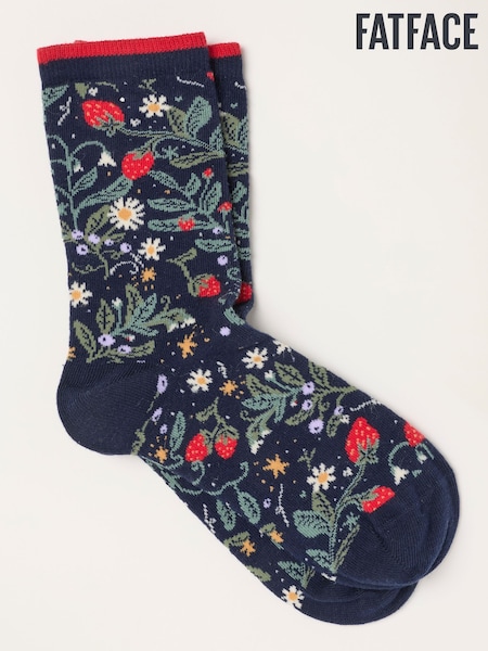Navy - Fatface Strawberry Socks